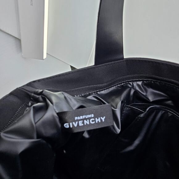 Givenchy Parfums Logo Tote Bag Fabric Black Lined Nylon PVC Shopper Weekend - Picture 10 of 16